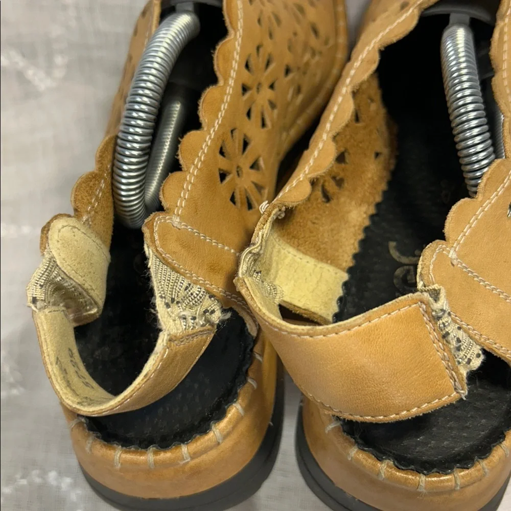 Rieker laser cut leather sling back shoes